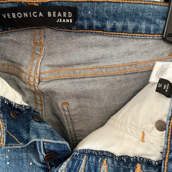 Veronica Beard Ines Paint Splatter Straight-Leg Crop Girlfriend Jeans - Picture 6 of 7